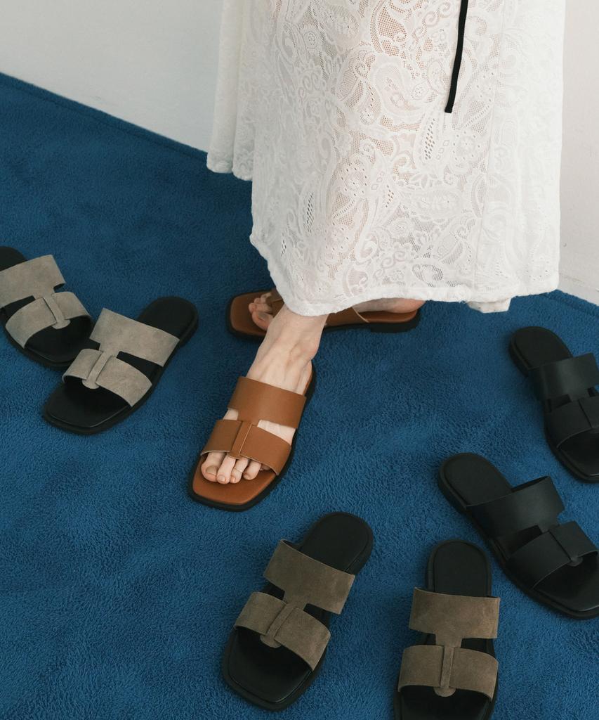 Moodnight Ruth Soft Leather Square Slides - 4 Colors (Type A)