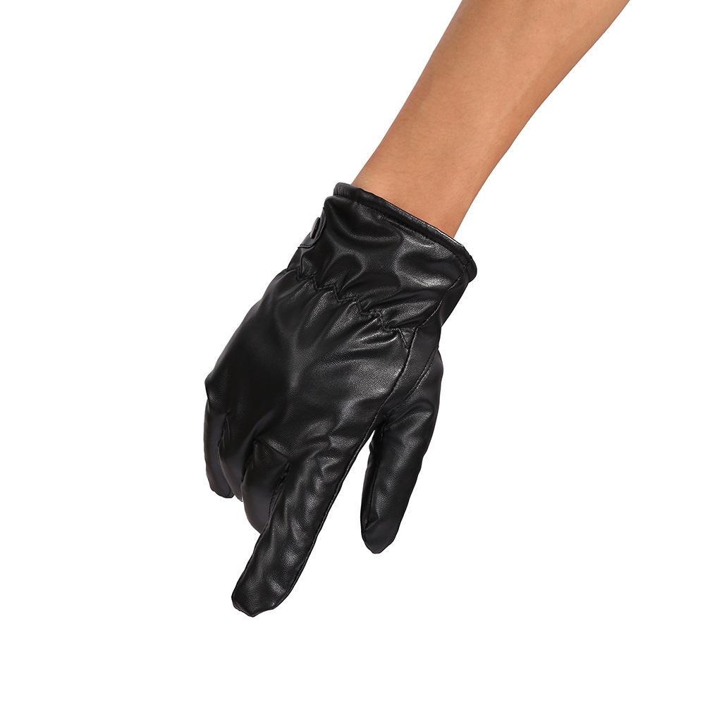 Men's and Women's Touch Screen Leather Gloves To Keep Warm from the Cold, Hairy Gloves, Men's Motorcycle Riding Gloves Thickened and Windproof