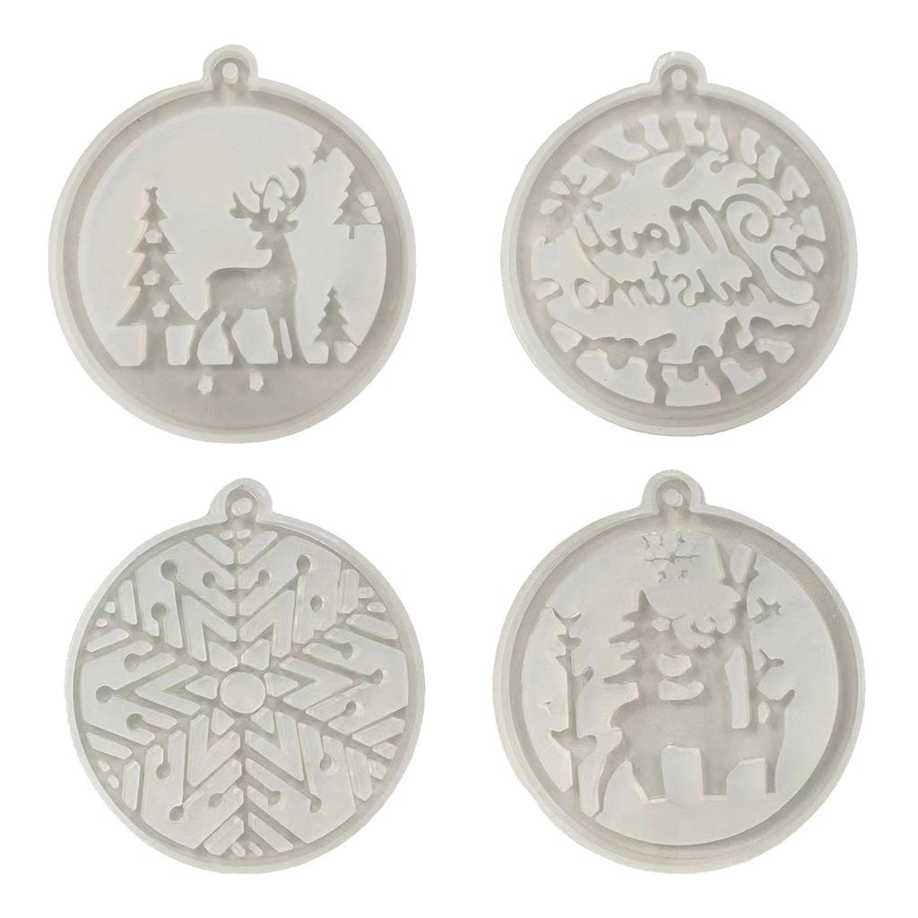 4ks silikonová forma na přívěsek na klíče Vánoční ozdoba na klíčenky Formy na výrobu šperků pro nadšence řemesel