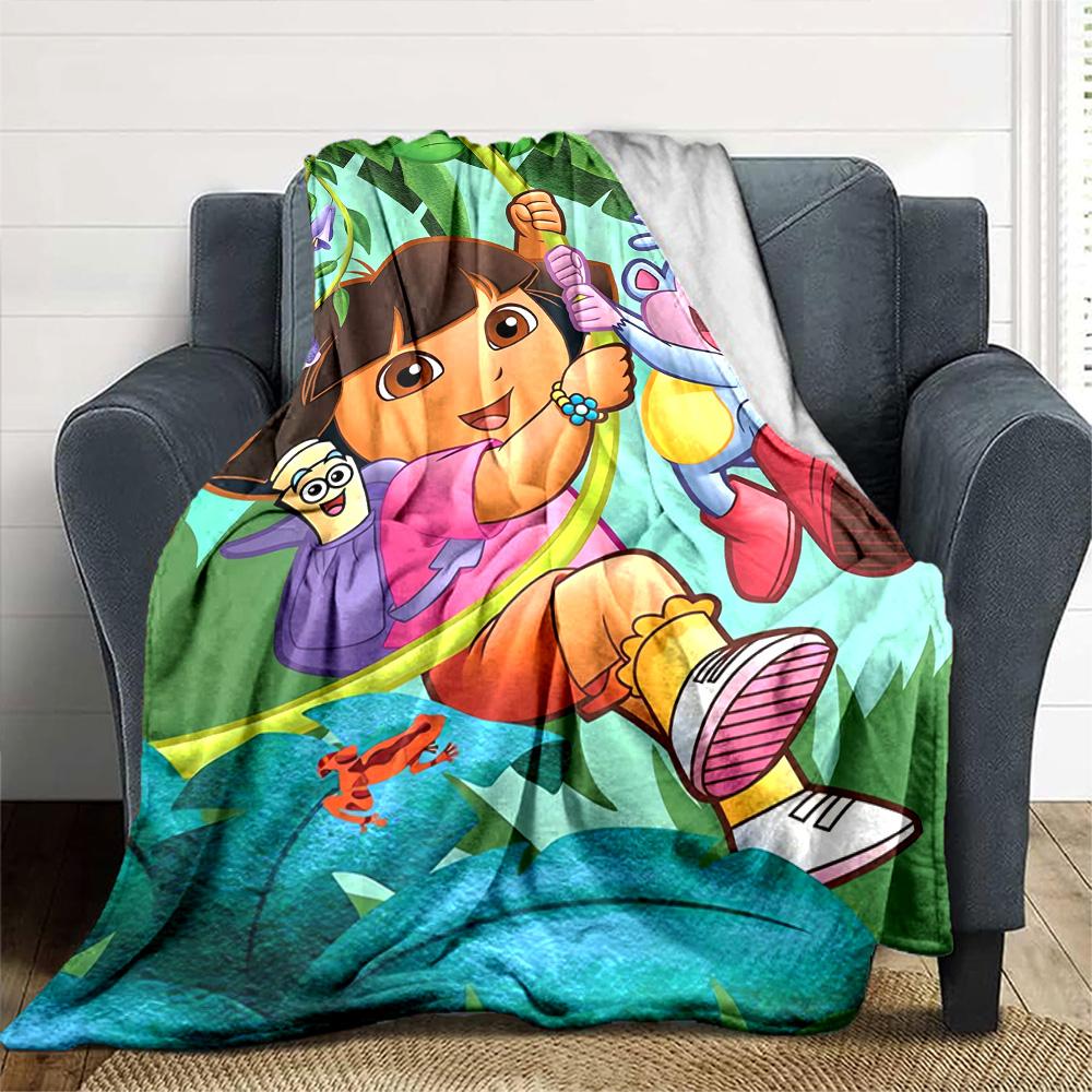 Dora'S Jungle Adventure Flannel Blanket Super Soft Warm Cozy Blanket For Sofa Bed Office Travel Allseason Home Decor Gift