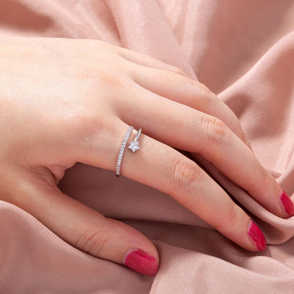 Trendy European & American Adjustable Zircon Rectangle Gemstone Ring for Women