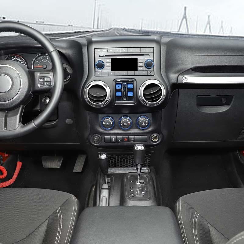 För Jeep Wrangler JK 2012-2017 Luftkonditionering CD-brytare Fönsterkontroll Vred Dekorationsring Kåpa Aluminiumlegering