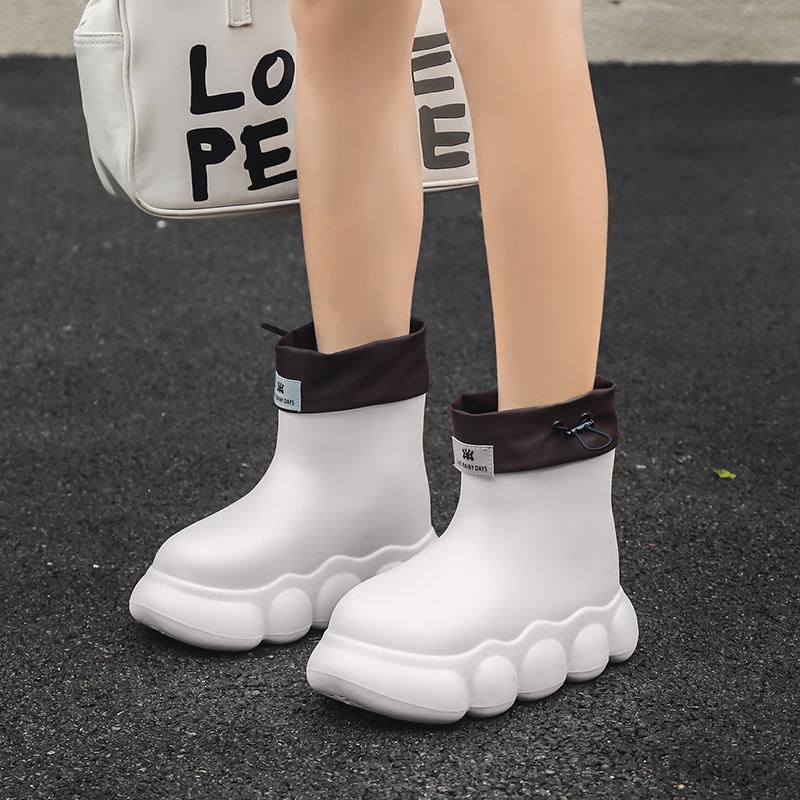 Nuevas botas de lluvia impermeables de moda para mujer, lindas botas de lluvia salvajes para mujer, resistentes al desgaste al aire libre