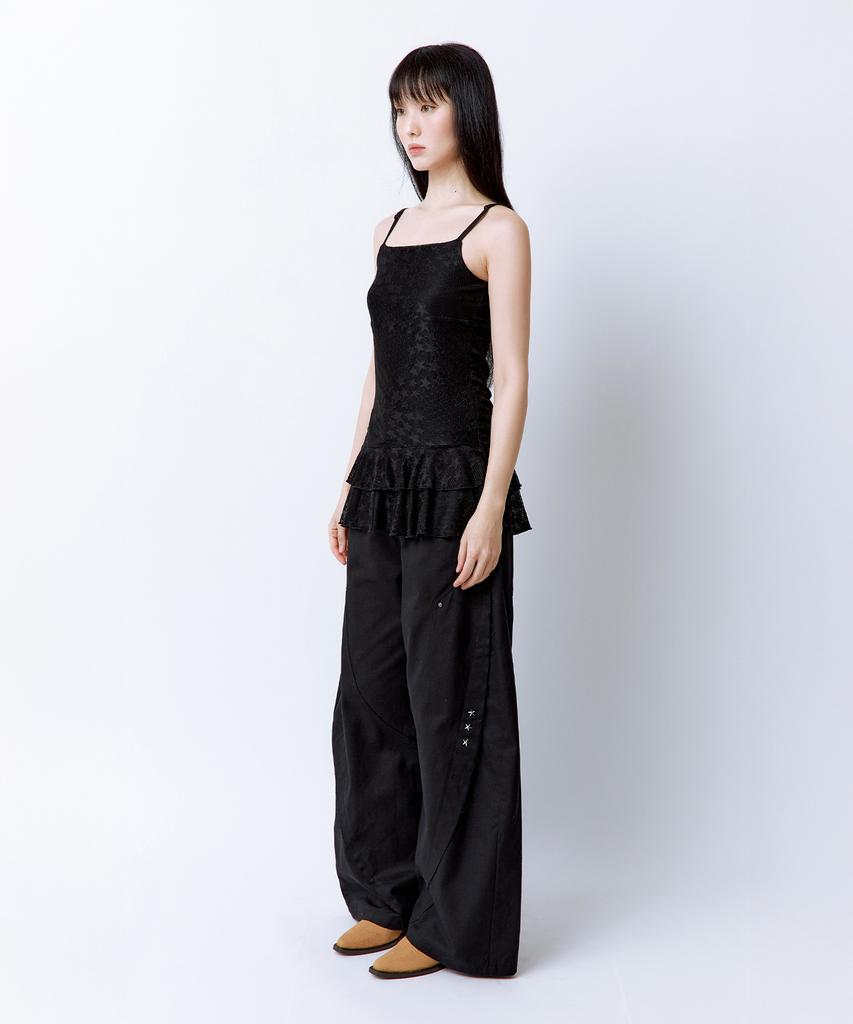 ROUGHNECK Star Pattern Mesh Layered Dress Black