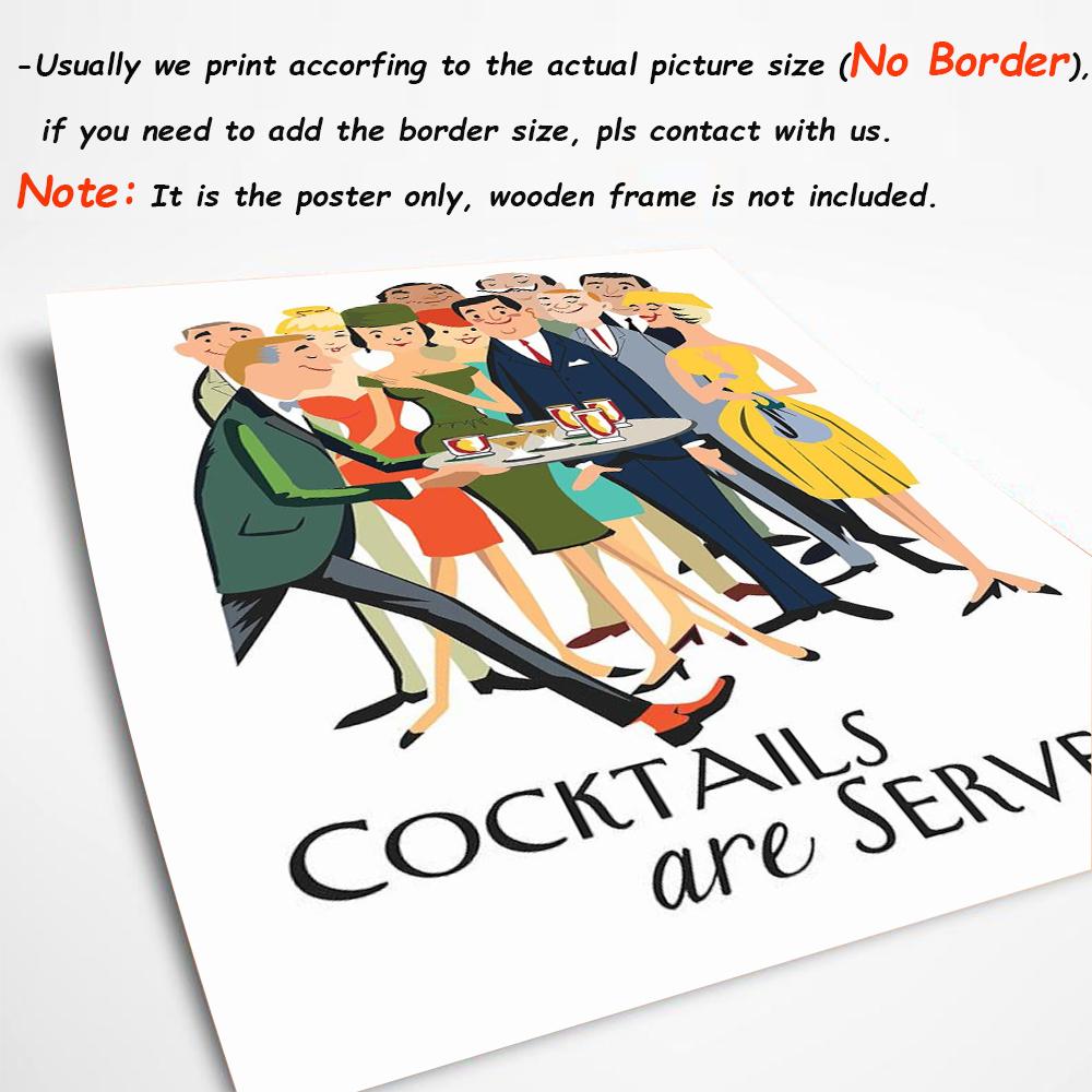 Cocktails Are Served Posters And Prints Canvas Painting Mid Century Modern Retro Wall Art Pictures Bar Party Kitchen Home Decor