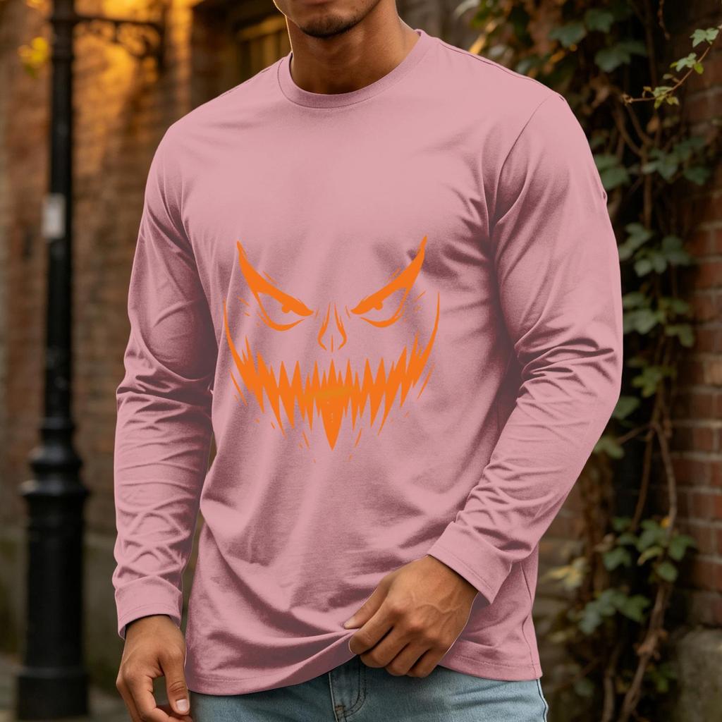 Men's Casual Long Sleeve Neck T-Shirt for Halloween