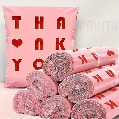 Pink Packing Bag 100pcs Thick Courier Bag Waterproof Durable Shopping Bag For Clothing Logistics Gift Packaging Mail Envelope