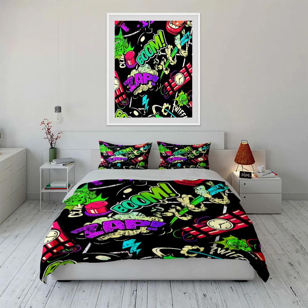 "Colorful Cartoon Explosion Decor Set" Soft Comfortable Duvet Cover Bedding Set Included 1*Duvet Cover & 2*Pillowcases gift