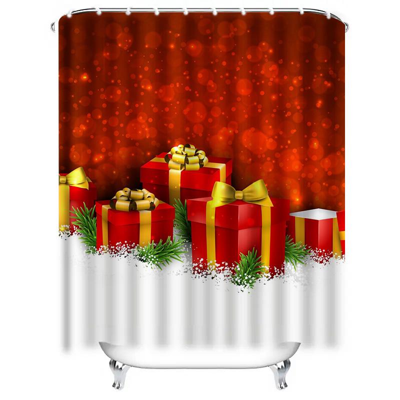 TU Christmas Shower Curtain Festive Holiday Decor Waterproof Bathroom Set Holiday Home Decor Gift Xmas Pattern Modern Style