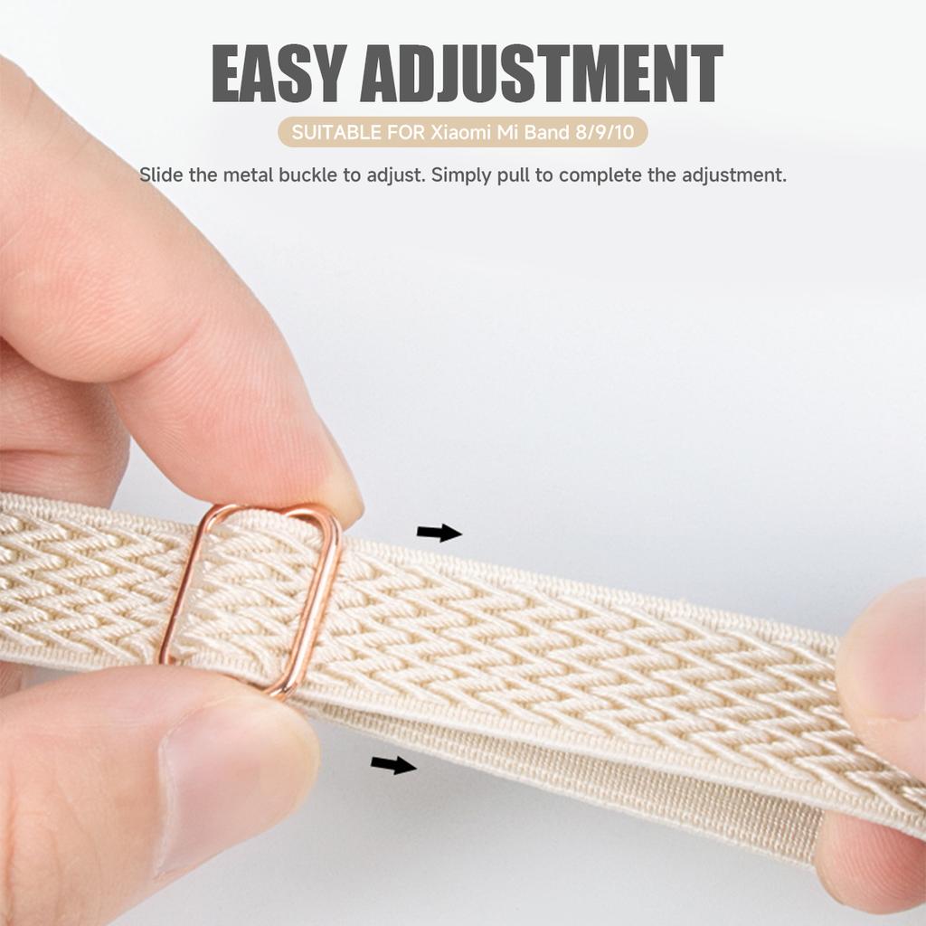Nylon Loop Band For Xiaomi Watch 10/9/8 Braided Sport Strap For Miband 10/9/8 Adjustable Smartwatch Replacement Bracelet