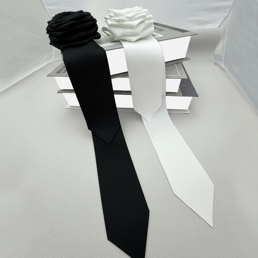 BEPAN Simple Fabric Rose Flower Bowtie Solid Color Collar Cravat Collar Flower Brooch British Style Gentleman's Bow Tie Men