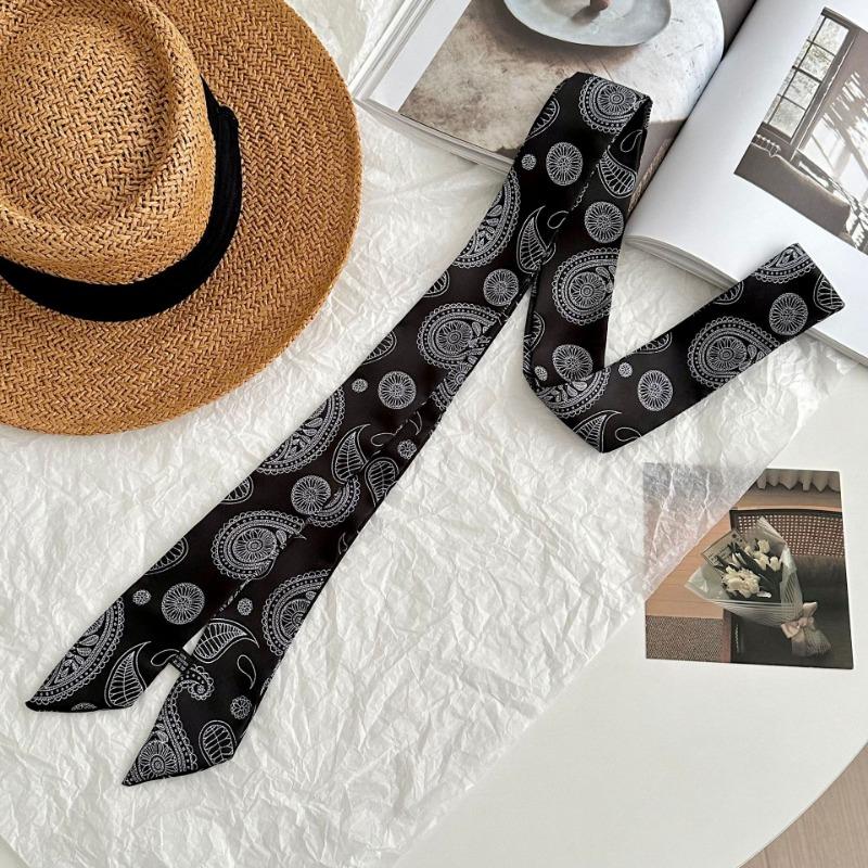 Silk scarf strip new fashion cashew flower series imitation silk scarf headscarf headband neck protection scarf decorative belt