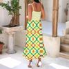 Women's Long Beach Casual Elegant Spaghetti Strap Maxi Dress Plaid Print Low-key Flowing Bohemian Dress