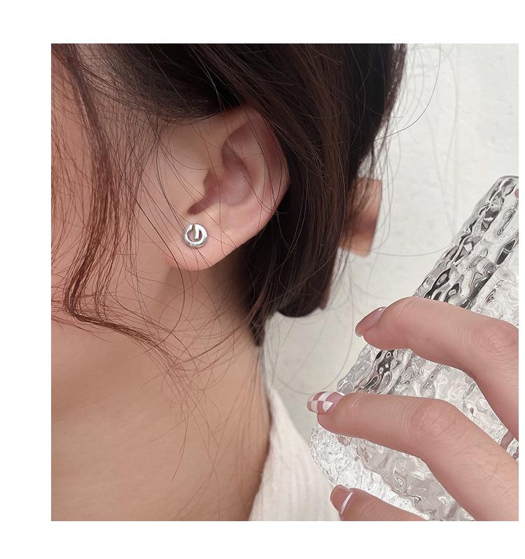Sterling Silver S925 Unique Letter Stud Earrings for Women - Niche Fashion, Temperament, and Personality Design.