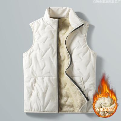 Lammwolle Baumwolle Weste Herren Herbst und Winter Stehkragen Übergröße Samt verdickte Weste Mittelalterliche und ältere warme Weste Jacke