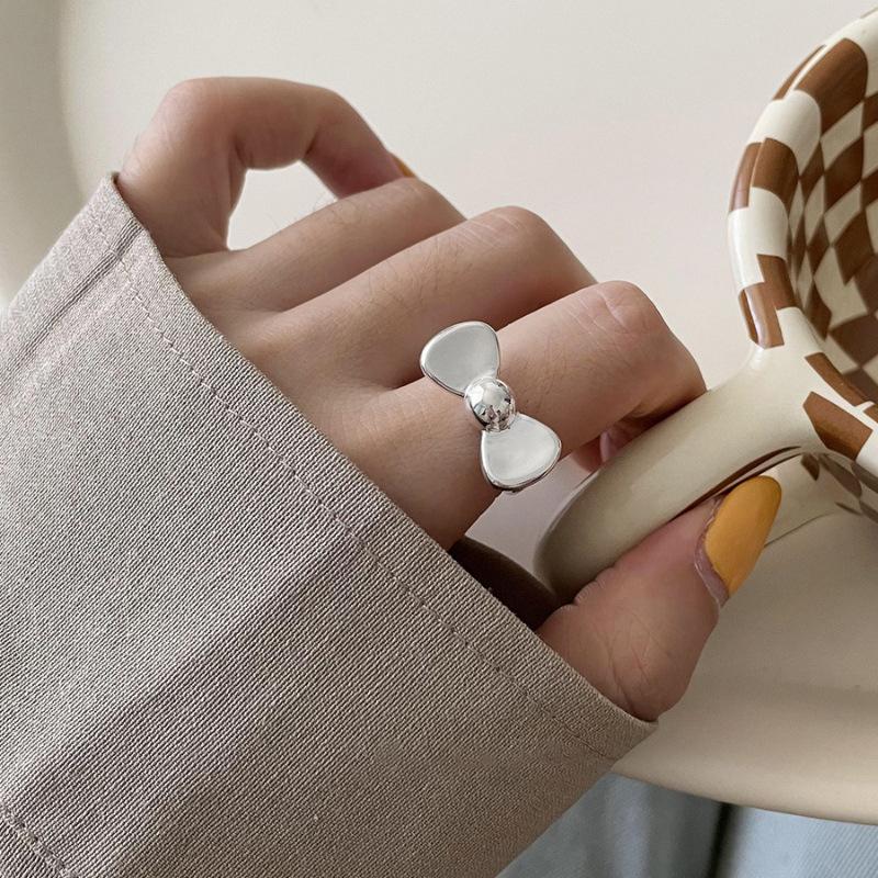 925 Silve Frosted Moon Ring for Women Girl Letter Versatile Irregular Jewelry Gift