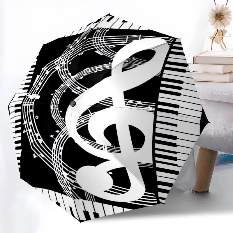 1PC Musical notes Umbrella Portable Folding Umbrella Iron Frame Hole Bone Structure Outdoor Home Umbrella A4