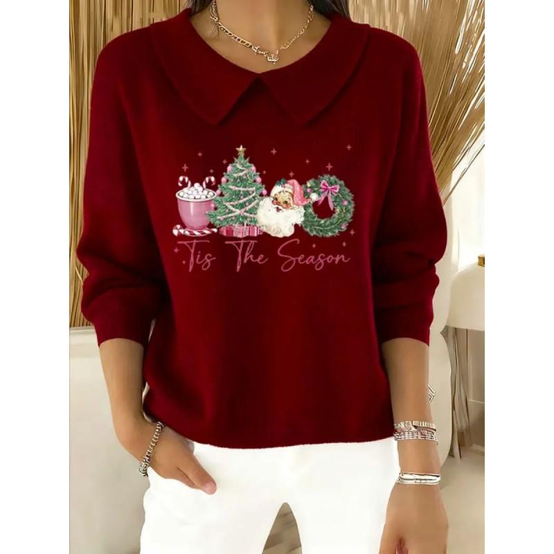 Womens Oversized Long Sleeve Crewneck Sweatshirt 2025 Fall Casual Pullover With 3D Print Acrylic Fabric