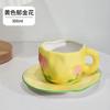 Hand Painted Blue Sky White Clouds Coffee Mug with Ceramic Handmade Tea Cup Saucer Set Lovely Gift Irregular Coffee Mug