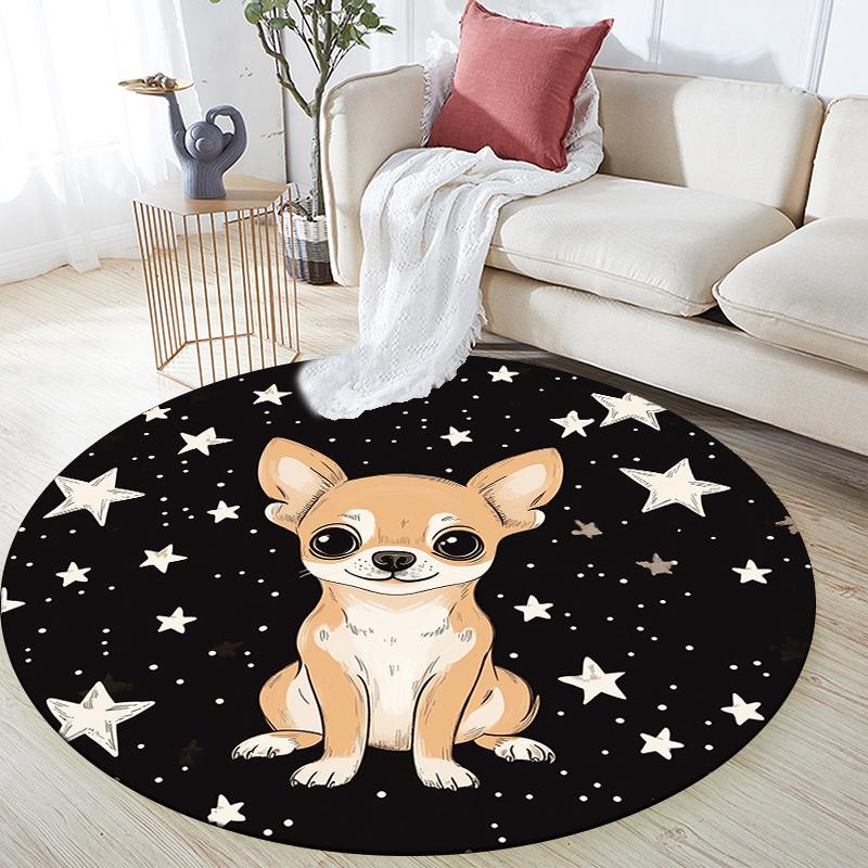 Chihuahua pattern round rug,Carpet Rug for Living Room Bedroom Sofa Playroom Decor,Non-slip Floor Mat,Holiday Gifts and Birthday Gifts.