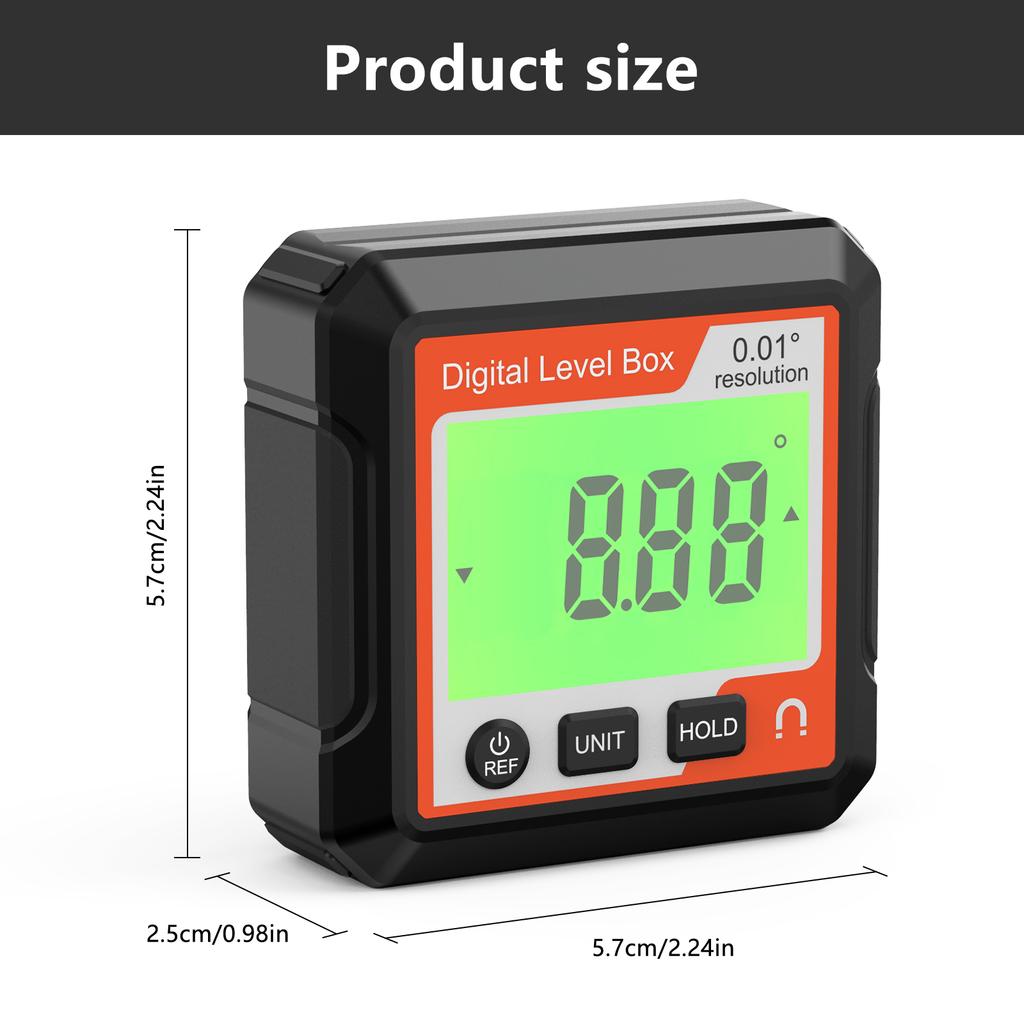 Digitální vodováha Měřič úhlu Elektronický úhloměr Inklonometr S magnetickou základnou LCD Přesnost
