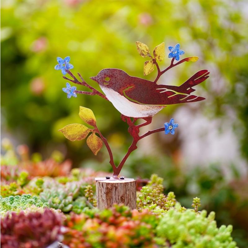 Vogelstatue Gartendekorationen Metall-Gartenvogel Hofdekorationen Outdoor-Vogelskulptur Rasen Metall-Gartenschmuck