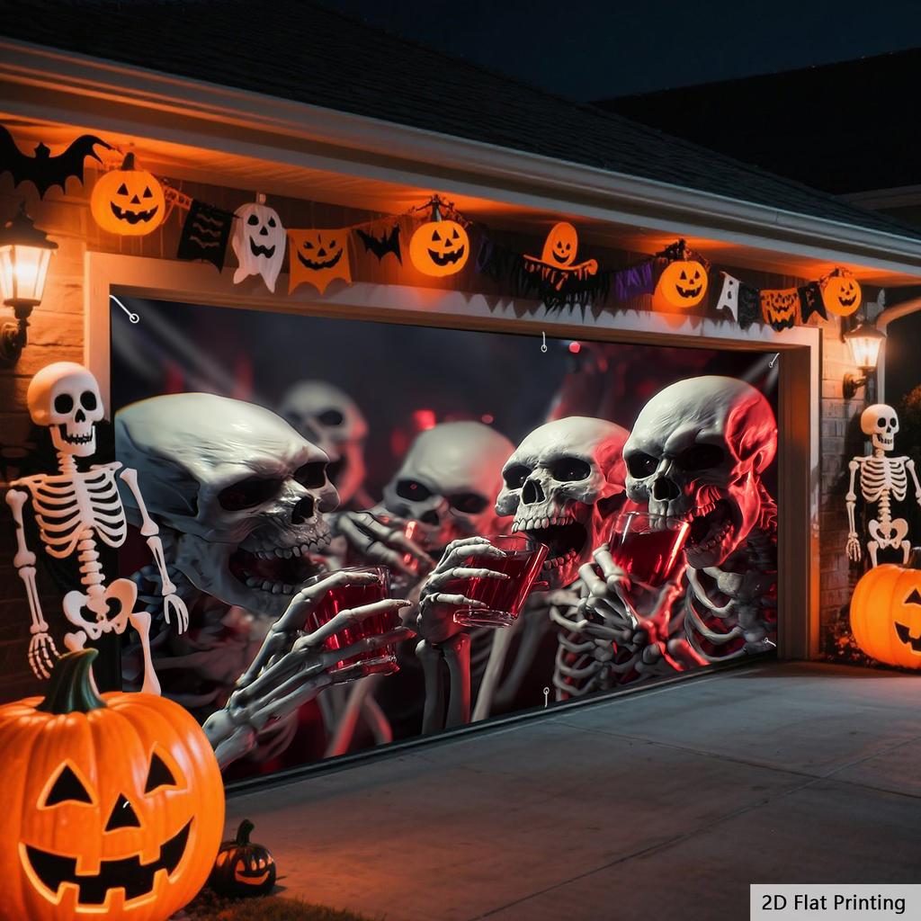 2D Flat Print 1pc -Oversized-Halloween Skeleton Decor Multi Purpose Holiday Decor Yard Decor-Easy to