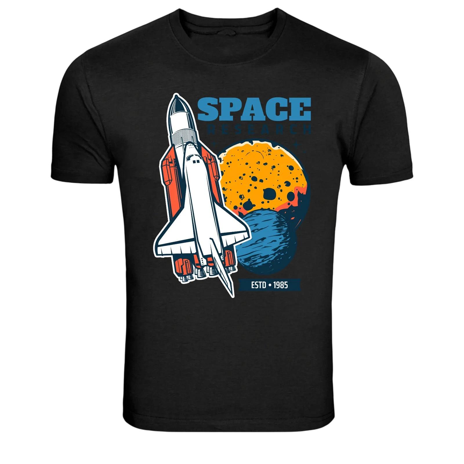 Space Research Shuttle Rocket Galaxy Graphic T Shirt L