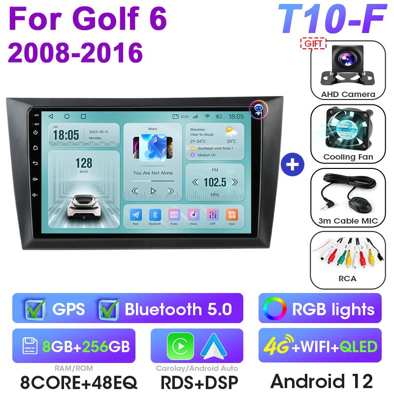 2 Din Android 12 Car Radio For Volkswagen VW GOLF 6 2008 - 2016 Wireless CarPlay Auto Car intelligent Systems Smart Autoradio 4G