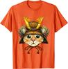 Samurai Cat Warrior Japanese Ronin Graphic Tee Breathable Casual Cotton T-Shirt for Men