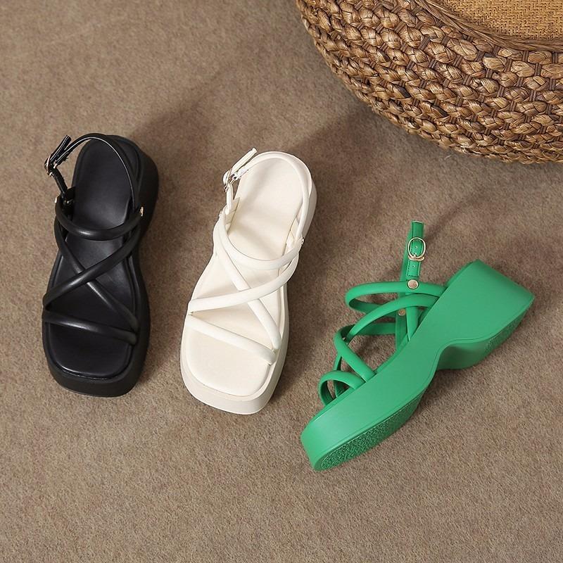 2025 Summer Women's Sandals Wedge Roman Shoes Trendy Hollow Ladies Sandals Fashion Fairy Style Women's Heel Zapatos De Mujer