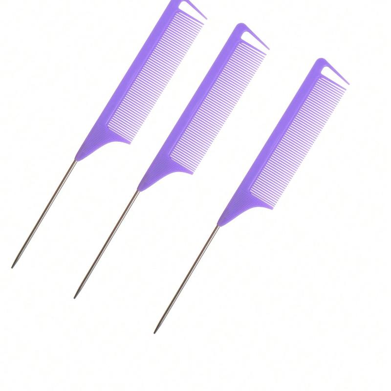 1pcs Stainless Steel Hair Comb With Fork, Pick And Fine Teeth For Professional Hair Salon Hair Brush