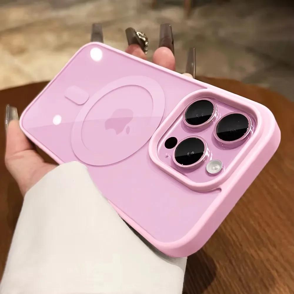 Luxury Acrylic Magsafe Magnetic Clear Case For iPhone 17 Pro 16 15 14 13 12 11 Pro Max Wireless Charge Girls Pink Hard PC Cover