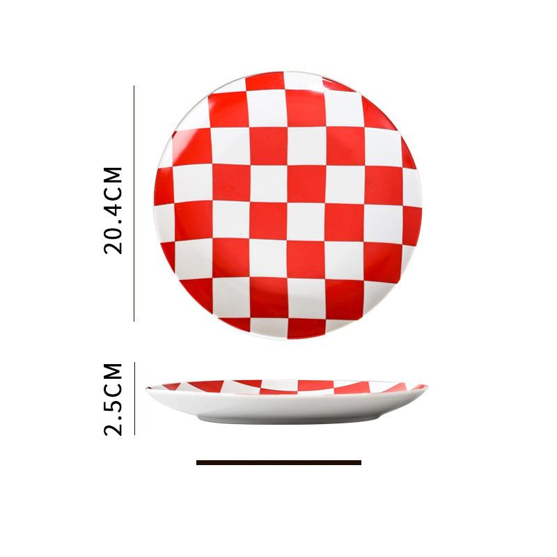 Геометрический узор шахматной доски Керамическая тарелка Салатная тарелка Десертная тарелка для торта Тарелки для стейков Молекулярная кухня Креативная посуда