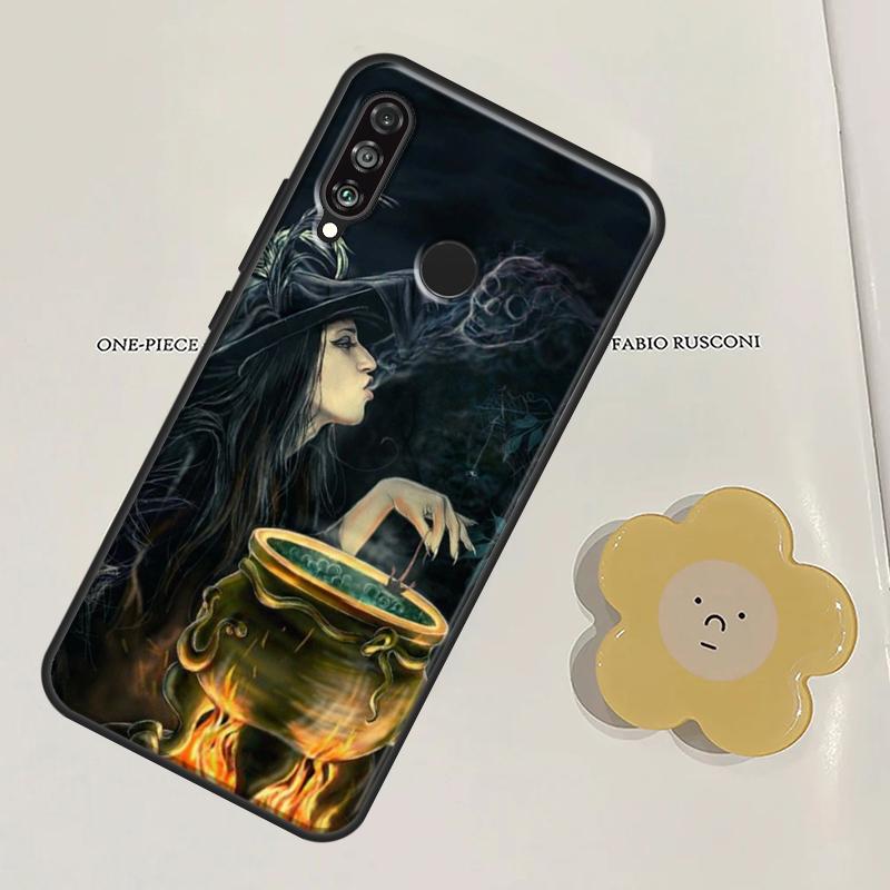 Halloween Witch Cat For Huawei Nova Y60 Y70 Y90 Y61 Y91 3i 7i 8i 11i Nova 9 10 SE 11 Pro P20 P40 P30 Lite Case
