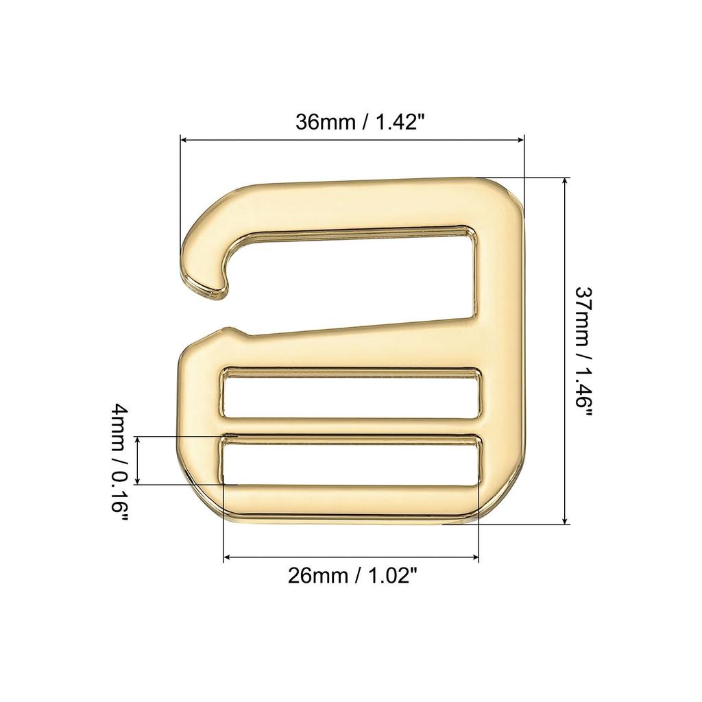 10pcs Metal G Hook Webbing Buckles for Backpack Strap Webbing Adjustable Flat Slide Buckles Light Gold [uxcell] 32mm/1.26" Tri-Glide