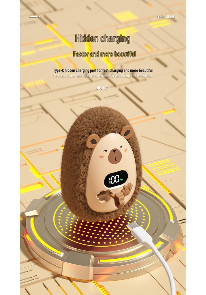 Portable USB Rechargeable Cartoon Hand Warmer with Digital Display – Ideal Student Gift