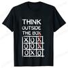 Retro Men's T-Shirt Think Outside The Box Print Short Sleeve T-Shirt Summer Casual Tees Top Loose Oversized T-Shirt for Men