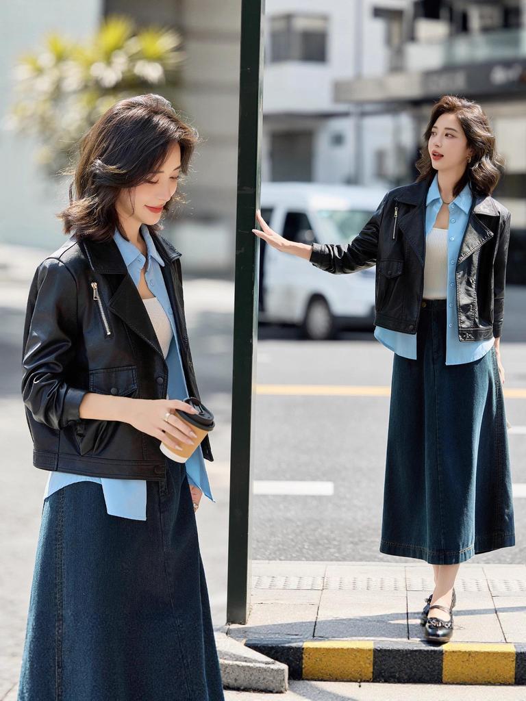 Damen Neue Slim Fit Lammlederjacke - High-End Marke, Frühling & Herbst Kollektion