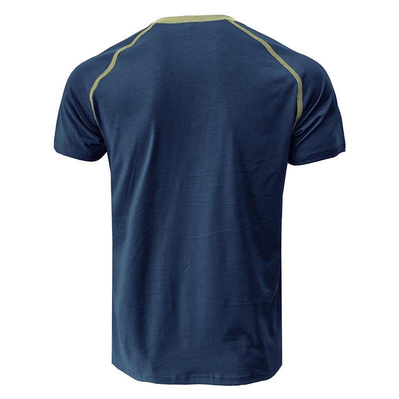 Summer men's Henley shirt colour blocking body shirt men fashion men's short-sleeved men's t-shirt tops