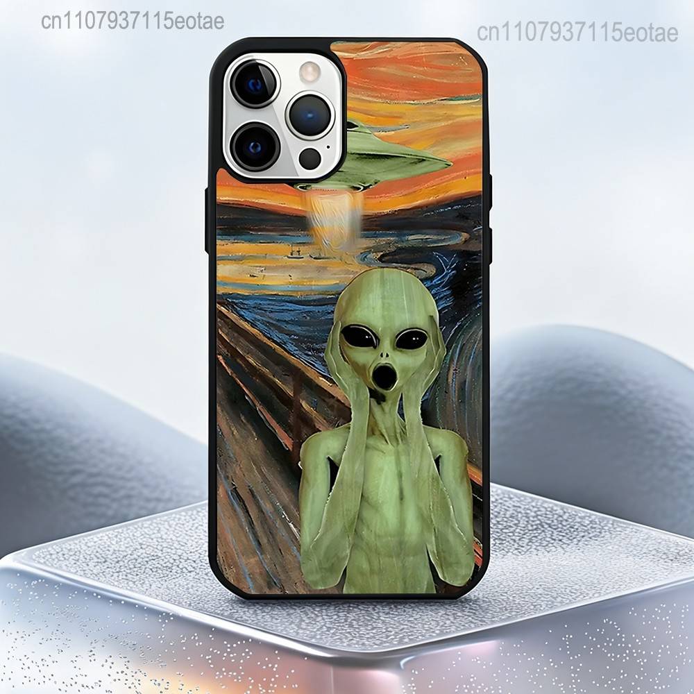 UFO Alien Thing ART Case For iPhone 17,16,15,14,13,12,11,Pro,Max,Plus,Mini,SE4,E Magnetic Magsafe Wireless Charging