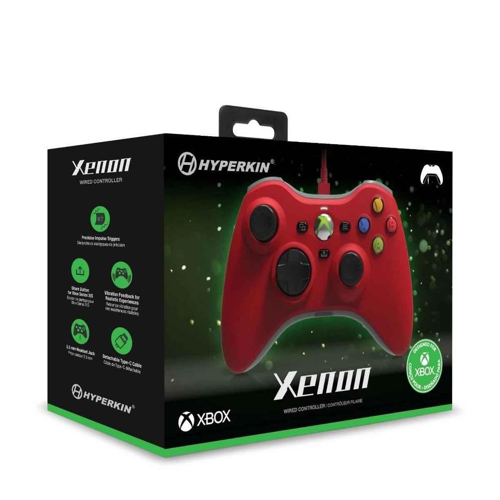 Xenon Wired Controller, Red, for Xbox Series X/S, Xbox One, and PC (Windows 10/11) (Officially Licensed Product)