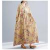 Season's New Vintage Print Loose Hem Long Dress