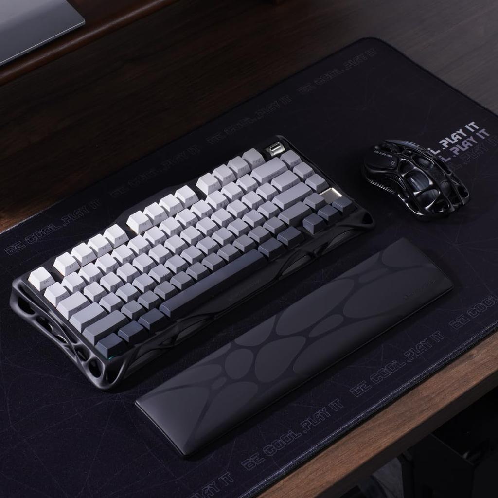GravaStar Wrist Rest for Tenkeyless Keyboards, Reduces Fatigue, Memory Foam Wrist Pad with Non-Slip Base, Ergonomic Design, Black