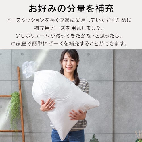 Iris Plaza Refill Beads for Bead Cushion, Made In Japan, 750g, White