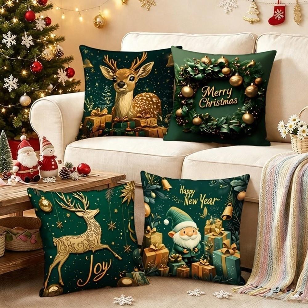 Soft Christmas Pillow Cover Christmas Tree Santa Pillow Cover Party Decoration
