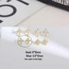 Gold-Plated 925 Silver Iris Flower Cross Stud Earrings with Zirconia Heart Ornaments