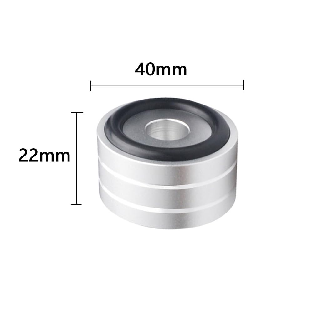Audio Insulators with Rings for Home AV and Sound Systems X 4-Piece Anti-Slip Speakers, Theater, Receivers, Amplifiers, (40mm 22mm, Silver)