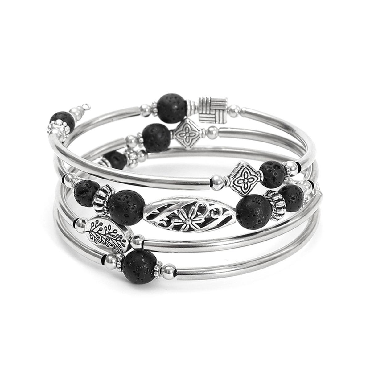 

2024 горячая распродажа многослойный эластичный браслет в богемном стиле, обернутый бирюзой, с четырьмя слоями бусин из натурального камня и цирконом