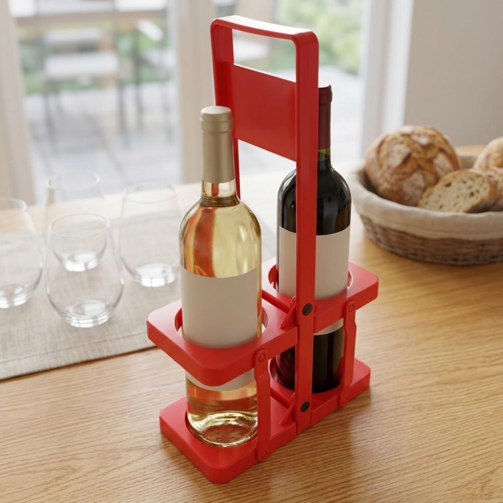Thickened Handle Beer Bottle Carrier Foldable Design Bottle Carrier Rack KTV Event красный
